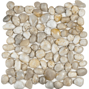 White Polished Pebble Interlocking - stone tile